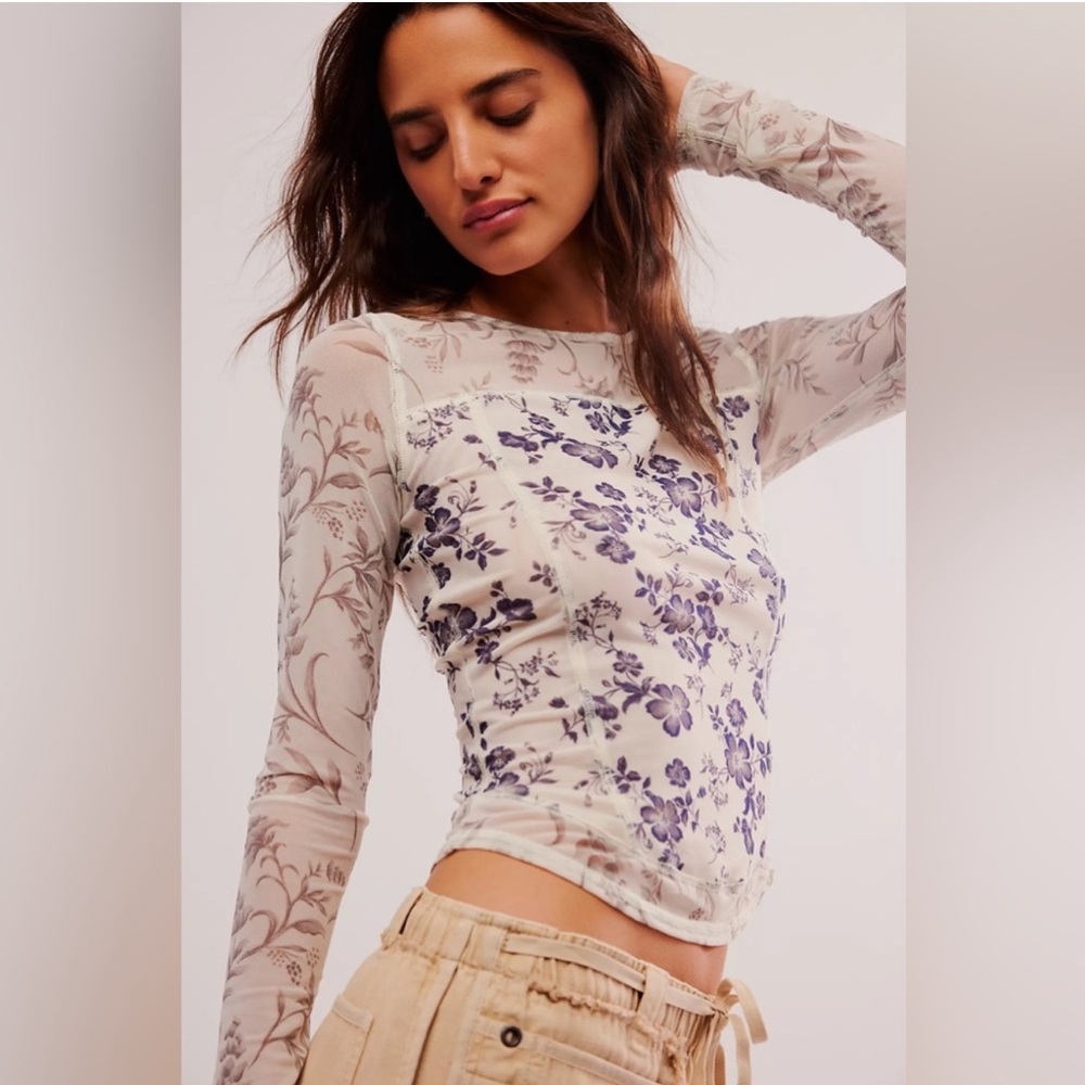 🎉LAST CHANCE🎉Free People Betty's Garden Top in Neutral Combo